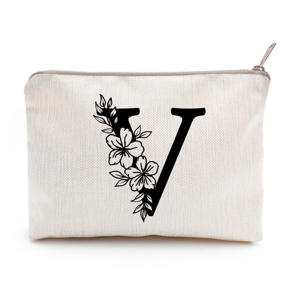 Monogram Toiletry Makeup Bag Personalized Travel Cosmetic Bag Floral Initial🫵